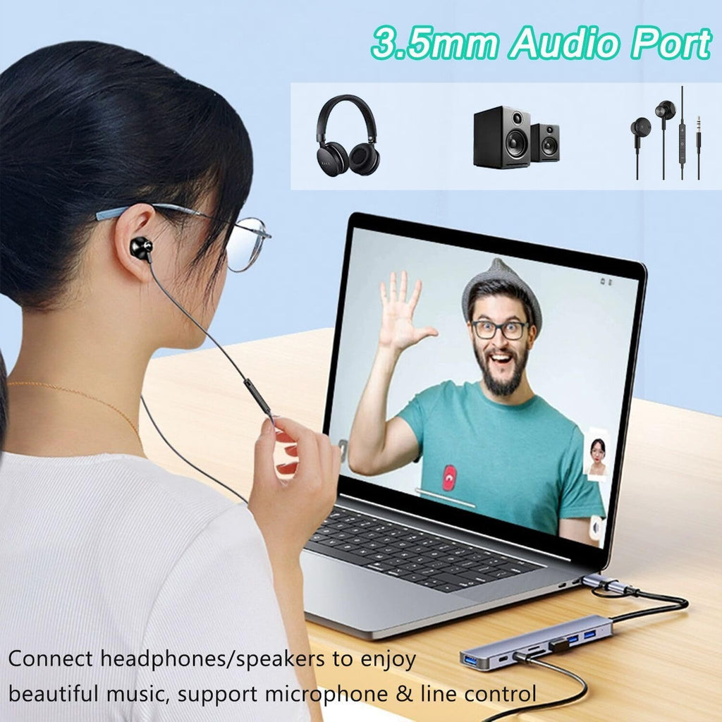 usb3.0 dual-head expansion high-speed hub splitter 7-port docking station multi-functional computer docking station