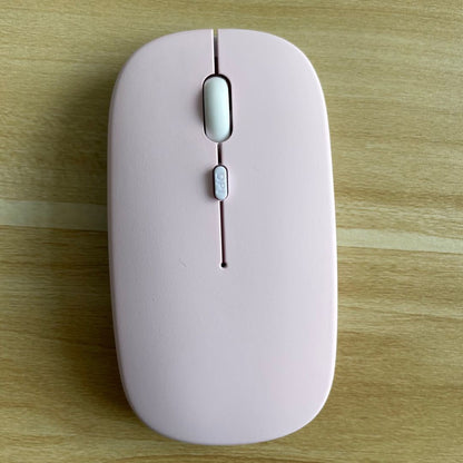 Mouse Dual-mode Charging Wireless Mouse in pink color, top view, featuring buttons and sleek design.