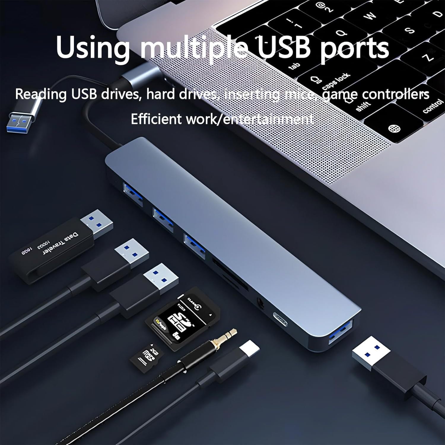 usb3.0 dual-head expansion high-speed hub splitter 7-port docking station multi-functional computer docking station