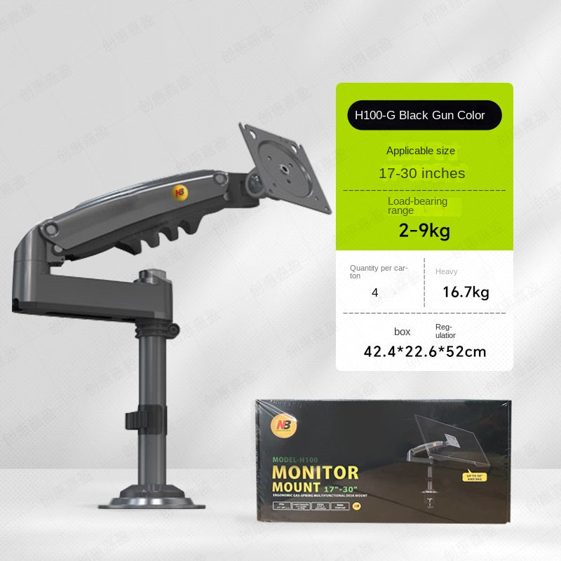 NBH100 Monitor Arm Adjustable Desk Mount for Desktop Computer, Reversible Mounting Bracket for Dorm Room Use