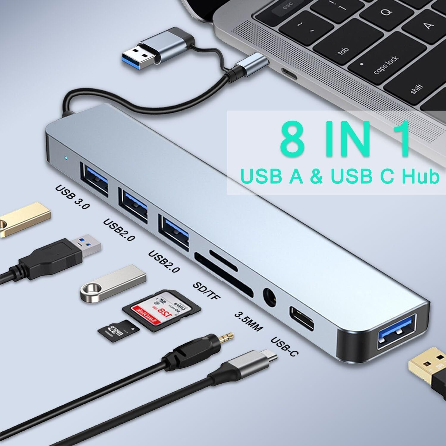 usb3.0 dual-head expansion high-speed hub splitter 7-port docking station multi-functional computer docking station