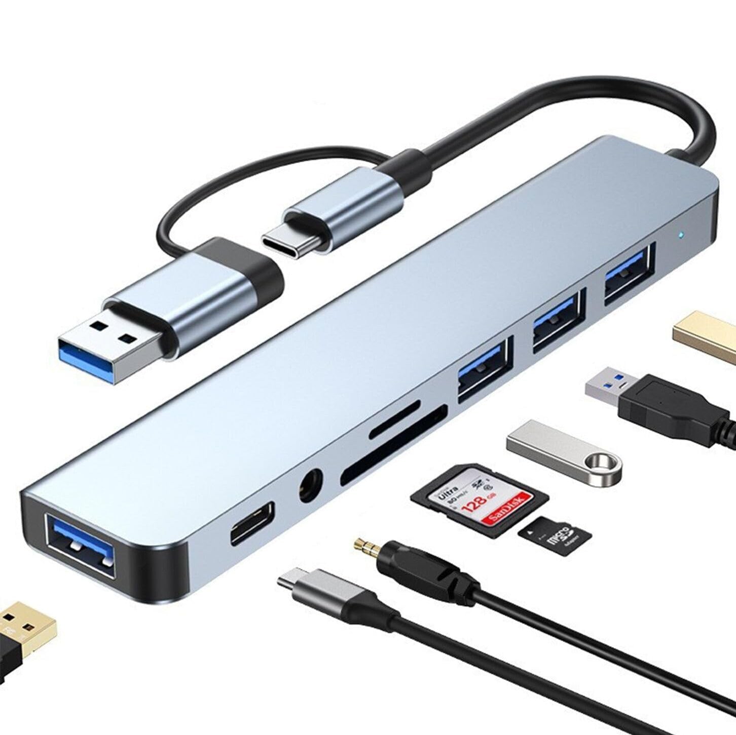usb3.0 dual-head expansion high-speed hub splitter 7-port docking station multi-functional computer docking station