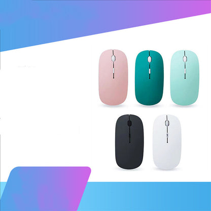 Mouse Dual-mode Charging Wireless Mouse available in pink, teal, black, and white, showcasing a sleek design.
