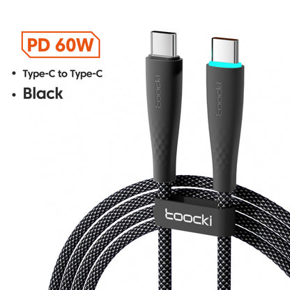 USB-C fast charging cable with LED indicator